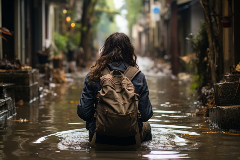 Girl under flood